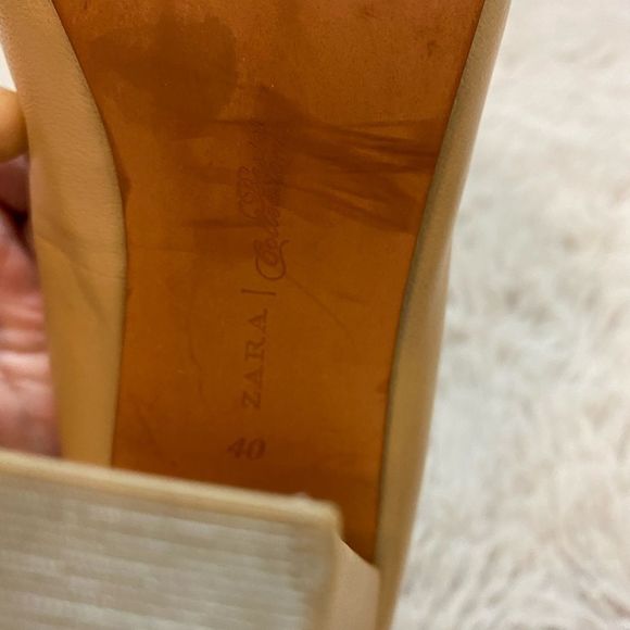 Zara Two Toned Capped Toe Chunky Heels Size 40 - Picture 5 of 11